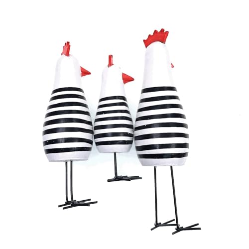JZK 3 Piezas Adornos Pollo Madera, Juego 3 Figuras de Pollo, pequeño Adorno de alféizar Ventana de Cocina, Peculiar Escultura de decoración del hogar, Divertido Adorno de Escritorio de Oficina - imagen 6