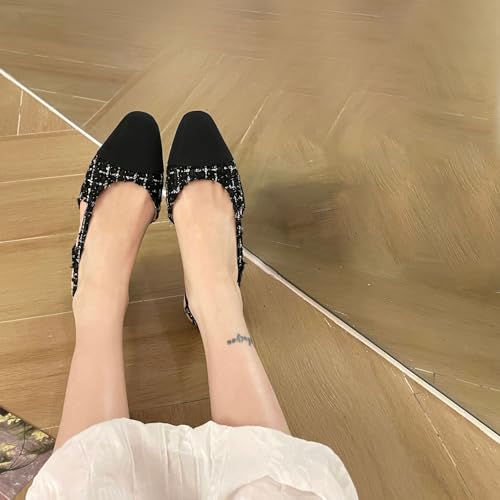 Image of MICIFA slingback flats for women, Round Toe Low heel Sandals Fashion Splicing Dress Shoes for Women