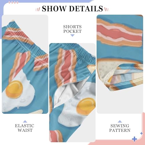 Boys Pajama Pants Fried Eggs Toast Bacon Pajama Jogger Sleep Pants Lounge Pants M4