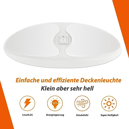 Dream lighting 12v LED Lampe Wohnmobil Wohnwagen Deckenlampe Camper Innenraumbeleuchtung IP44 Warmweiss