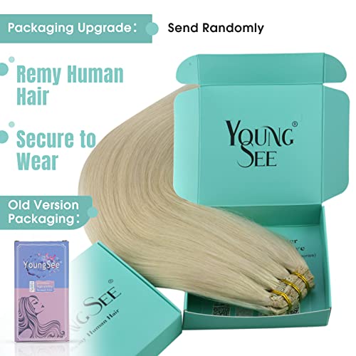 Image of YoungSee 120G Hair Extensions Clip ins Beige Blonde Clip in Human Hair Extensions Invisible Clip on Blonde Hair Extension Long-Lasting Add Volume 14Inch 7Pcs