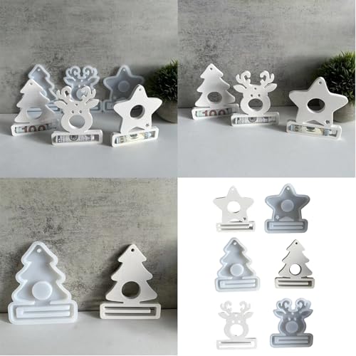 Money Holder Molds, 3Pcs Christmas Themed Silicone Molds Pendant Molds with Hole for Cash Holder, Money Holder, Christmas Hanging Decoration2