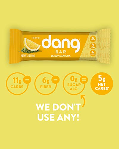 Dang Keto Bar | Lemon Matcha | 12 Pack | Keto Certified, Vegan, Low Carb, Low Sugar, Plant Based, Non Gmo, Gluten Free Snacks | 5G Net Carbs, 9G Protein, No Added Sugars #TOP6