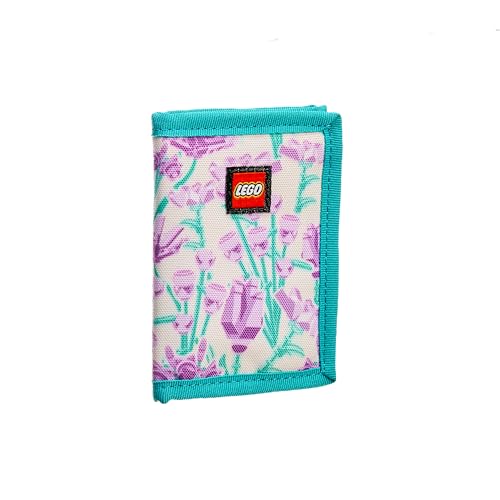 LEGO Trifold Wallet, Kids Unisex Wallet for Boys and Girls, with Clear ID Window, Card and Cash Pockets and Secure Hook and Loop Closure, Purple Bouquet