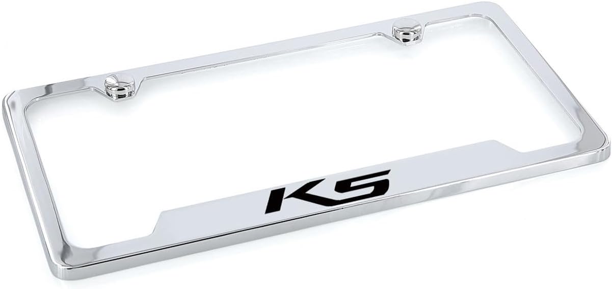 Kia K5 License Plate Frame Chrome Plated Metal Bottom Notched 2-Hole