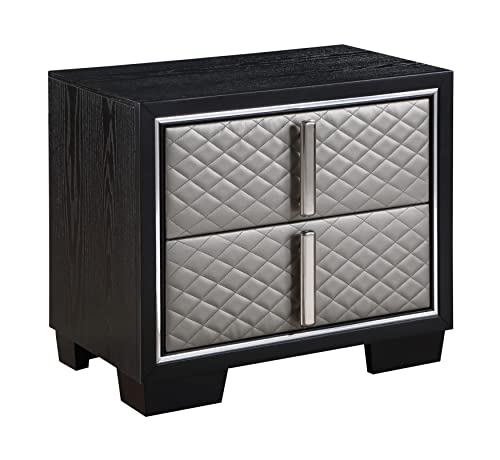 Acme Nicola 2 Drawers Wooden and Faux Leather Nightstand in