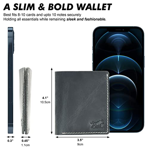 Image of SKiDE Max Hunter Slim Wallet for Men | Small Wallet for Men & Women | Minimalist Wallet & Thin Wallet | Bifold Wallet for Men (Brandy) (Turquoise Blue)