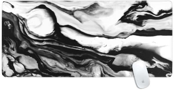 Skinit Small Gaming Mouse Pad - Marbleized Black Design with Stitched Edges, Waterproof, Non-Slip Rubber Base, Desk Mat for Keyboard & Mouse