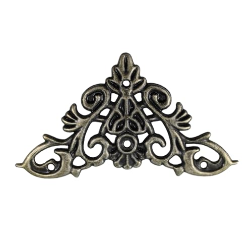 Image of 16PCS Antique Bronze Decorative Corner Protectors, 1.9 inch x 1.3 inch Metal Furniture Edge Cover Guards, Vintage Embossed Pattern, for Cabinet, Jewelry Box, Photo Frame