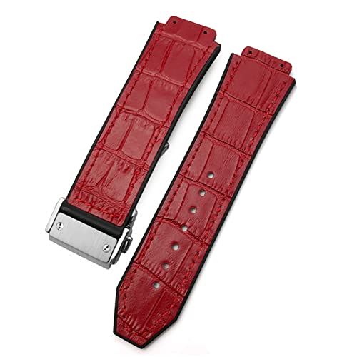Bracelet de montre en cuir de vachette 25x19mm silicone agate