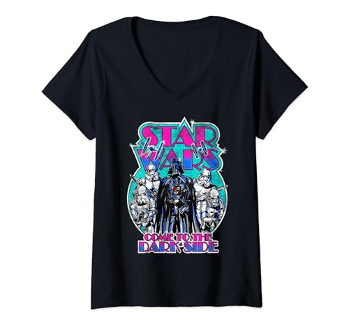 T-shirt Star Wars Dark Vador femme col V noir en coton confortable