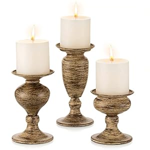 Sziqiqi Vintage Pillar Candle Holder Metal Candleholder Set of 3 Brown Shabby Chic Candle Stand Candlesticks Holders Decorative Table Centerpiece Fireplace, Home Decor Gourd-Shaped Design Sziqiqi Vintage Pillar Candle Holder Metal Candleholder Set of 3 Brown Shabby Chic Candle Stand Candlesticks Holders Decorative Table Centerpiece Fireplace Home Decor Gourd Shaped Design