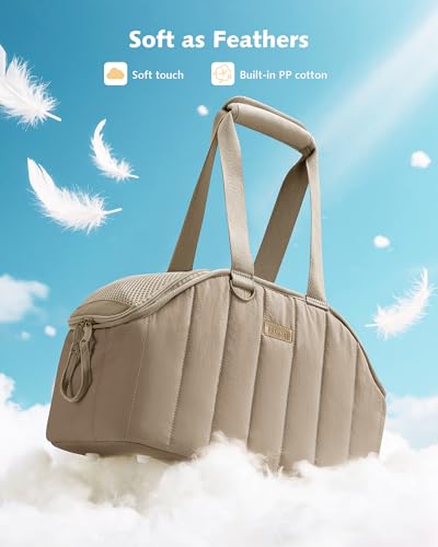 pecute Hundetasche für Kleine Hunde 3kg, Tragetasche Hund Hundetragetasche Leichte, Faltbare Hundetransportbox, Katzen Transporttasche für Unterwegs (Khaki)