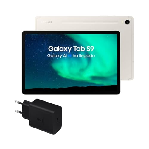 Samsung Galaxy Tab S9, 128 GB, 5G + Cargador 45W - Tablet Android...