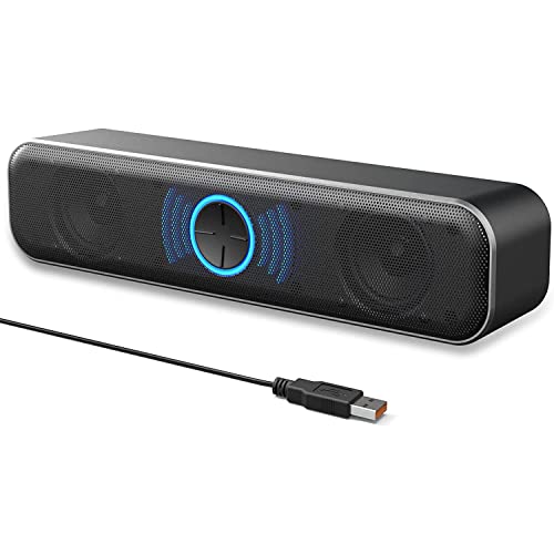 Xbsduih Altavoces USB para Computadora Barra Sonido para Computadora con Perilla Volumen Digital Sonido EstéReo para Computadora Escritorio, Computadora PortáTil, Parlantes para Juegos PC