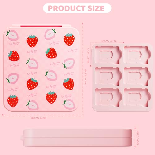 Rangement cartouche Switch au design rose fraise avec coque rigide