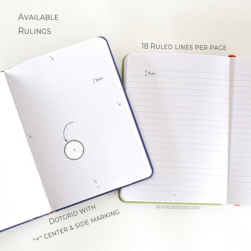 Image of NEORAH -B6 DOTTED | 368 Pages - 110 Gsm | PAGE A DAY JOURNAL (17.5 X 12.5 cm)-Hardcover Dot Grid Notebook |Back Pocket |3 Silk Book Mark - Completely HANDMADE for Journaling,writing - LIGHT GREEN