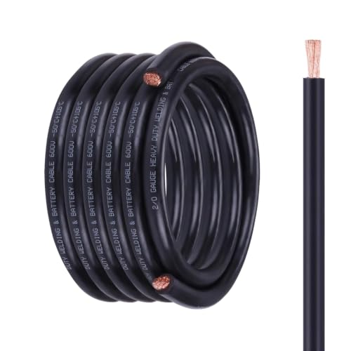 Image of 2 /0 Battery Cable, 25FT Black 2 /0 Wire, 2 /0 Welding Cable for Automotive, Marine and Solar