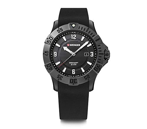 Wenger Seaforce Watch Black Dial, Black Rubber Strap