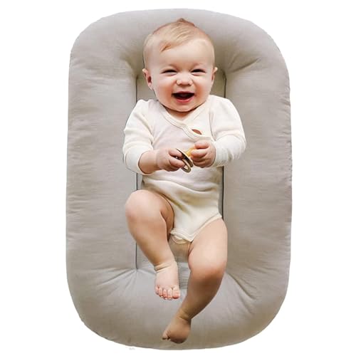 Image of Jeeeun Baby Lounger, Baby Lounger Pillow for Baby Sleep, Snuggle Organic Lounger for Newborn (Beige,93x45cm/36.6x17.7in)