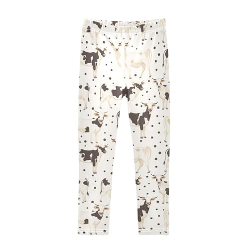 Wusikd Cows Polka Girls' Leggings Toddler Doodles Kids Yoga Pants Dance Active Tights 4T