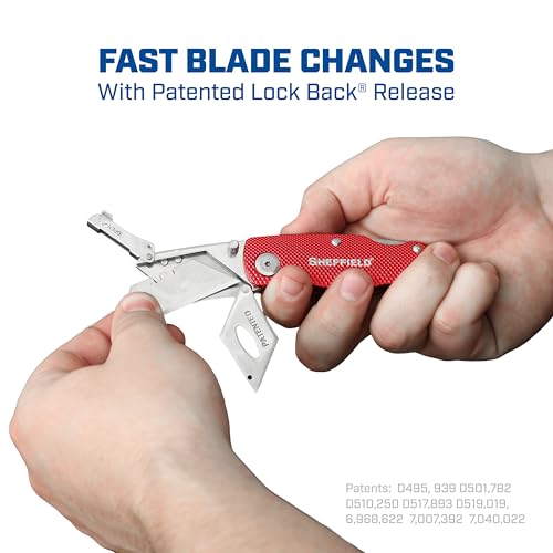 Image of Sheffield Lock Back Utility Knife 3 Pack with 10 Utility Knife Blades