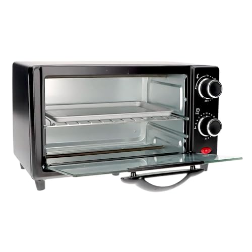 Horno eléctrico para cocinar y calentar alimentos, horno eléctrico con termostato ajustable, 23 x 41 x 24 cm, 9 l, 650 W, color negro