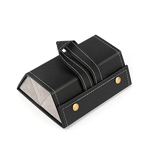 TINGWEN Reisen Sonnenbrillen Brillenbox PU Leder Sonnenbrillenbox Sonnenbrillen-Box Tragbar Brillenetui Faltbarer Brillen-Organizer Kann 3 Brillen Aufnehmen, für Frauen, Männer, Kinder (Schwarz) Cover