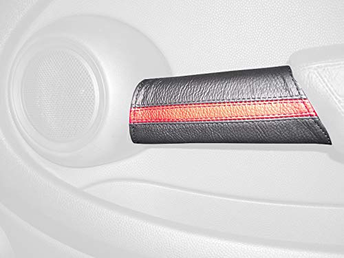 RedlineGoods Door Pull Covers Compatible with Mini Cooper 2007-15. Tailor Made - not Universal. Genuine top-Grade Italian Black Suede (Alcantara) with Blue Thread