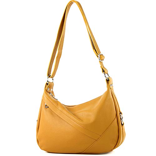 modamoda de - épaule ital/sac à bandoulière en cuir T164, Couleur:jaune moutarde