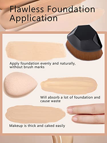 Flat Top Foundation Brush, Teoyall Flawless Kabuki Brush Face Makeup Brush For Blending Liquid, Cream, Cosmetics With Storage Box (Black) #TOP4