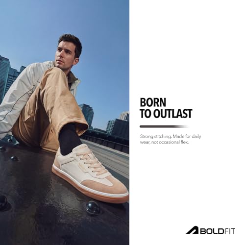Image of Boldfit Sneakers for Men Casual Stylish Sneakers for Man with Premium PU Leather Upper, Cushioned Insole, Padded Collar, Breathable Lining & TPR Grip Sole Everyday Wear Shoes for Men Klunys