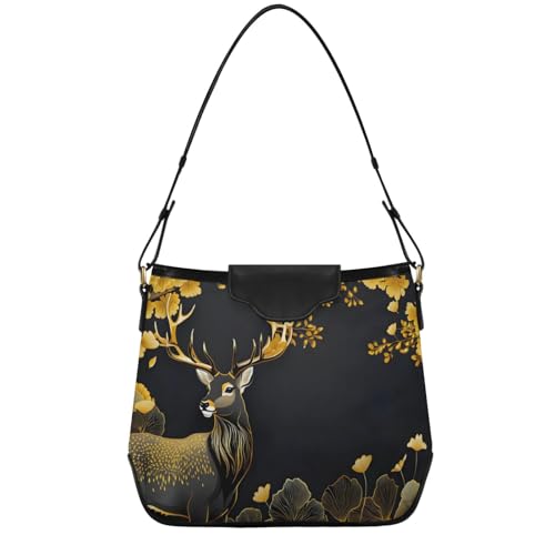 Sac à main bandoulière amovible cuir PU femme motif cerf imprimé