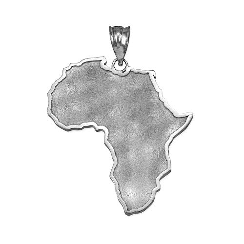 LA BLINGZ Solid 925 Sterling Silver Africa Map Pendant Necklace (Pendant (no chain))