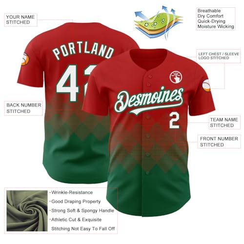 Camisetas personalizadas de béisbol y sóftbol con botones, diseño de rombos en degradado para hombres, mujeres y jóvenes miniatura 3