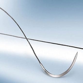 CynaMed Suture Thread with Needle (12-Pack) 5/0, 19mm, 1/2 Reverse Cutting, Black Sutures for Training & Practice