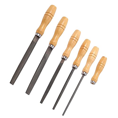Ds-Space High Carbon Steel File Set With Wooden Handles File For Wood, Metal, Plastic, 5 Pieces (Steel File, Medium) #TOP2