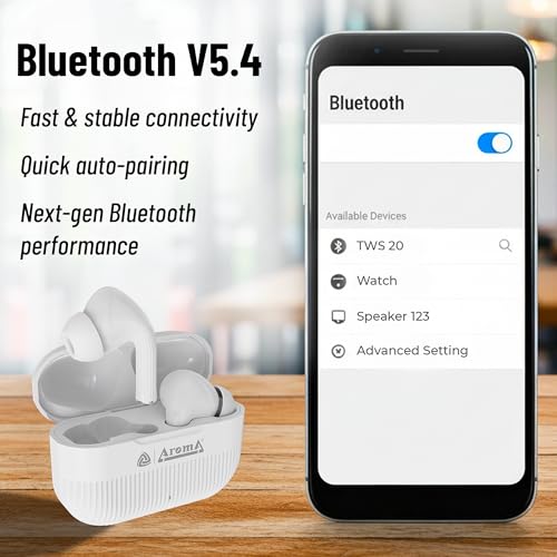Image of AROMA TWS20 Sonic V5.4 Upto 60Hr Playtime* ENC Dual Paring Fast Charging, Heavy Bass Bluetooth