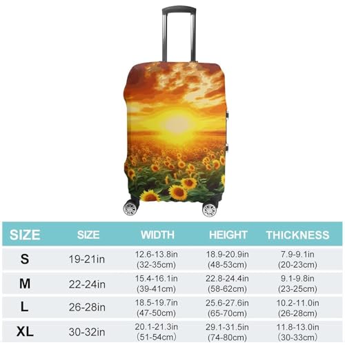 Dreamlike Sunset Of A Sunflower Field Printed Luggage Cover Protector, Fits 18-32 Inch Luggage2