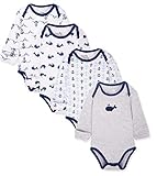 Maybe Baby Kids Infant Boys' and Girls' 4 Pack Set Cotton Baby Longsleeve Bodysuit Set w/Mitten...
