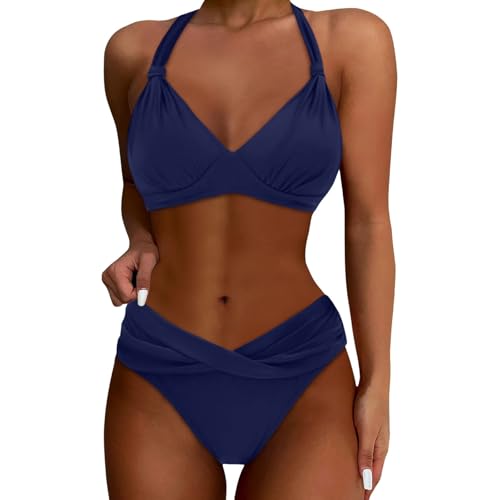 Trajes De Baño Mujer 2025 Conjuntos De Bikini para Mujers Traje De Baño Bikini Push-Up Acolchado Cintura Alta Torcida Pantalones Cortos De Baño De Barriga Bikini De 2 Piezas Traje De Baño