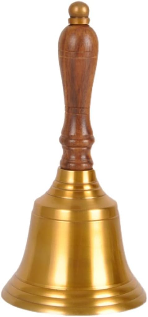 ALturN Campanello a Mano, Campanello a Mano di Natale, Campanello a Mano for Tavolo da Ristorante in Classe Piatti in Ottone Fatti a Mano Campana da Cena (Colore: Oro, Dimensioni: 6.7 * 3.3 Pollici)
