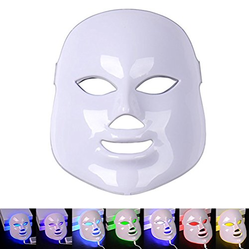 Frcolor LED Photon Therapy Face Mask 7 Colors Light Skin Treatment Care Rejuvenation Facial Whitening Instruments(White)