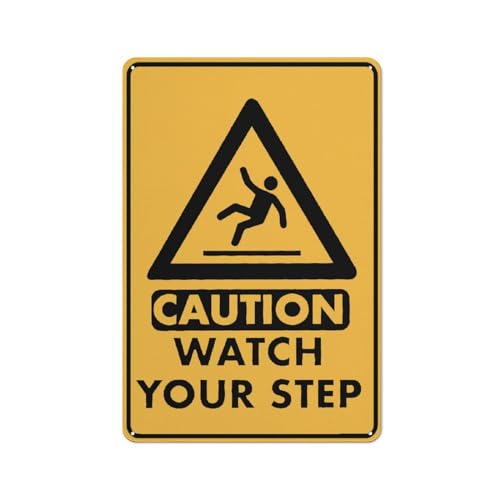 Caution Sign, Uneven Floor Surface Pedestrian Trip Fall Watch Step