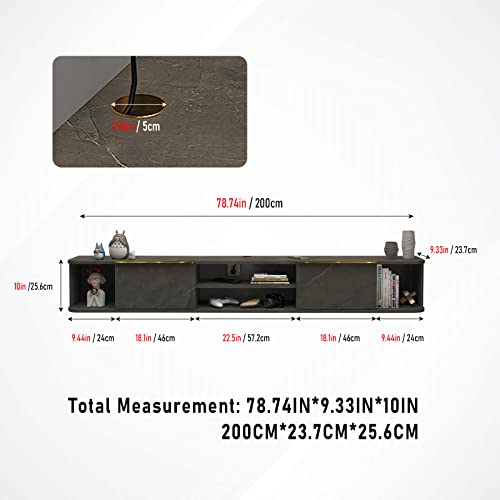Pmnianhua Floating TV Stand with 2 Drawers,78'' Wall Mounted TV Cabinet,Floating Shelf for Under TV,Floating TV Unit with Stoarage for Bedroom Living Room(Grey) - Image 5