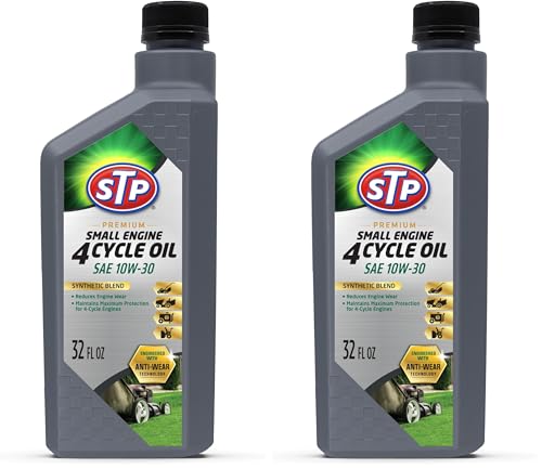 STP Premium Small Engine 4 Cycle Oil Formula, SAE10W-30 Small Engine Oil & Care Formula Reduces Wear for Lawnmower, Push Mower, Tractor, 32 Oz, STP (Pack of 2)
