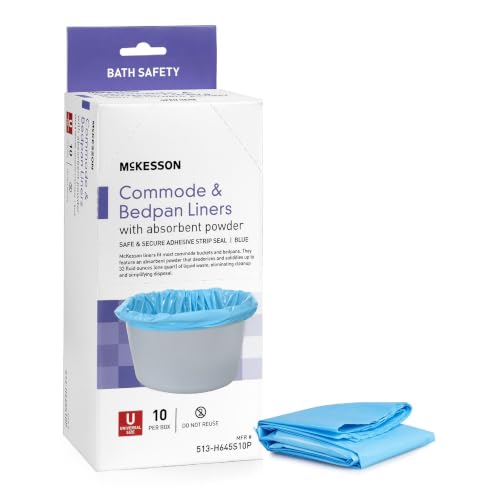 McKesson Commode Liners [10 Count] Leak-Resistant Disposable Liners with Absorbent Powder, Adhesive Seal for Secure Waste Containment, Fits Standard & Bariatric Commodes, Bedpans, Toilets