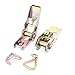 Aexit Metal Self-Securing Fall Protection Ratchet Strap Tensioner Tie Down w Claw Hook Bronze Tone Restraint Ropes & Lanyards 2 Pcs