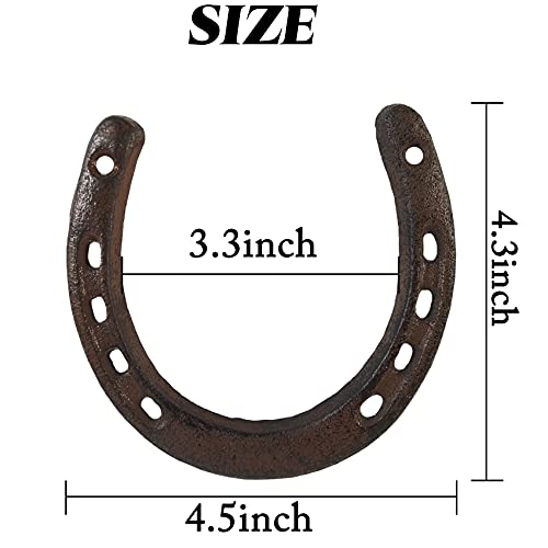 Royhoo 2Pcs Cast Iron Horseshoe，For Good Lucky, Durable Cast Iron Medium Horseshoe 5 Holes On Each Side For Wall Hung(Dark Brown) #TOP1