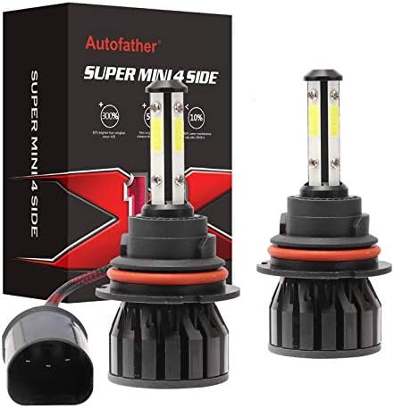 9004 HB1 LED Headlight Bulbs 4-Side Chips 12000LM 6000K 360 Dgree Lighting Extremely Bright Conversion Kit Hi/Lo Beam, 5 Year Warranty
